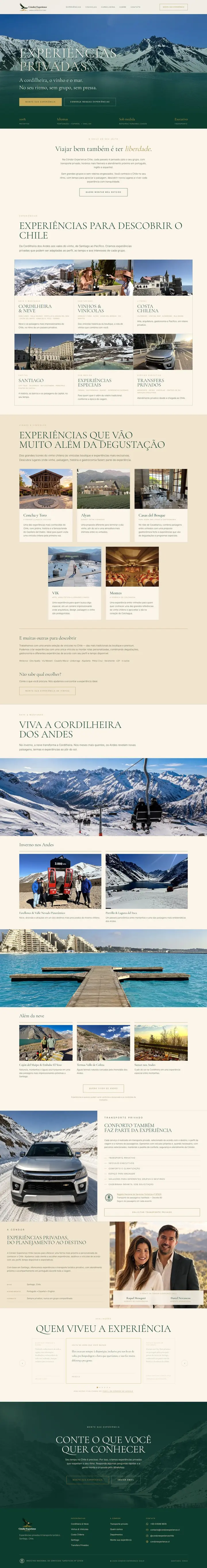 Site de uma agência de experiências privadas no Chile